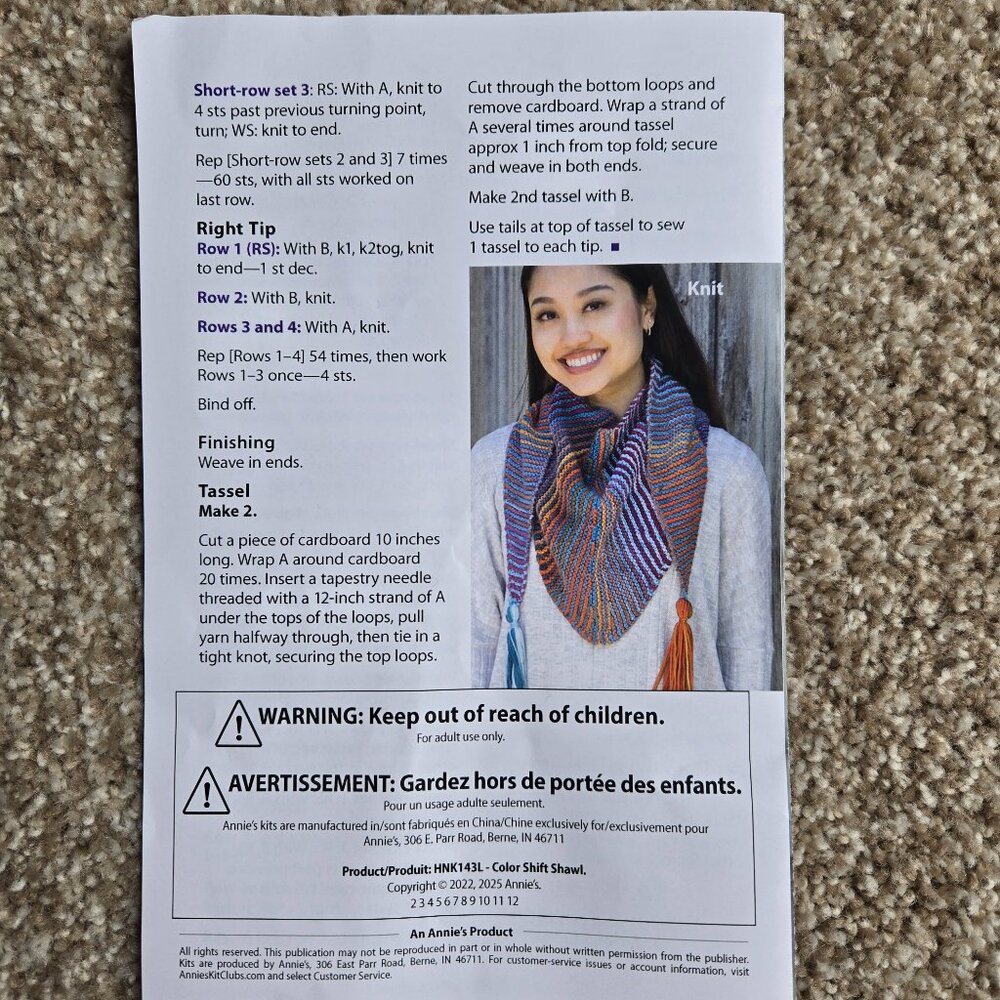 Annie's Hook & Needle Club- Color Shift Shawl Kit - Picture 4 of 8